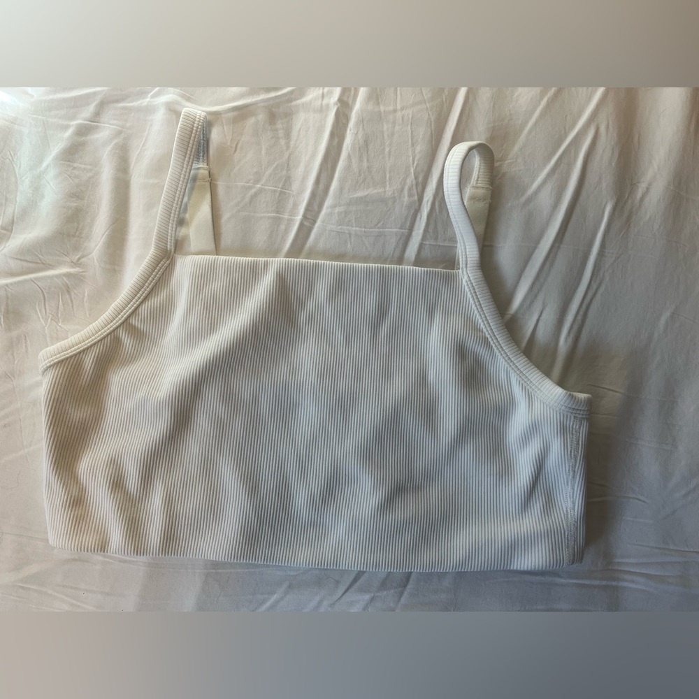 Aerie White Ribbed bra top